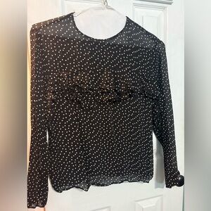 Zara Black and White Polka Dot Blouse